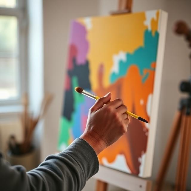Artist painting a canvas