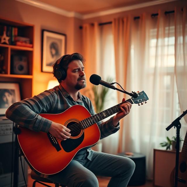 Musician recording at home