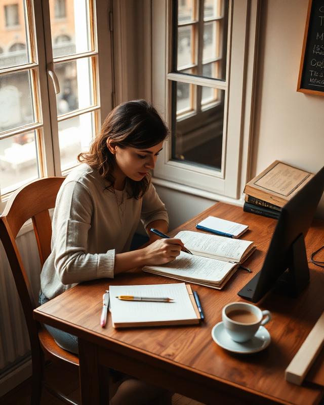 Writer working at a desk